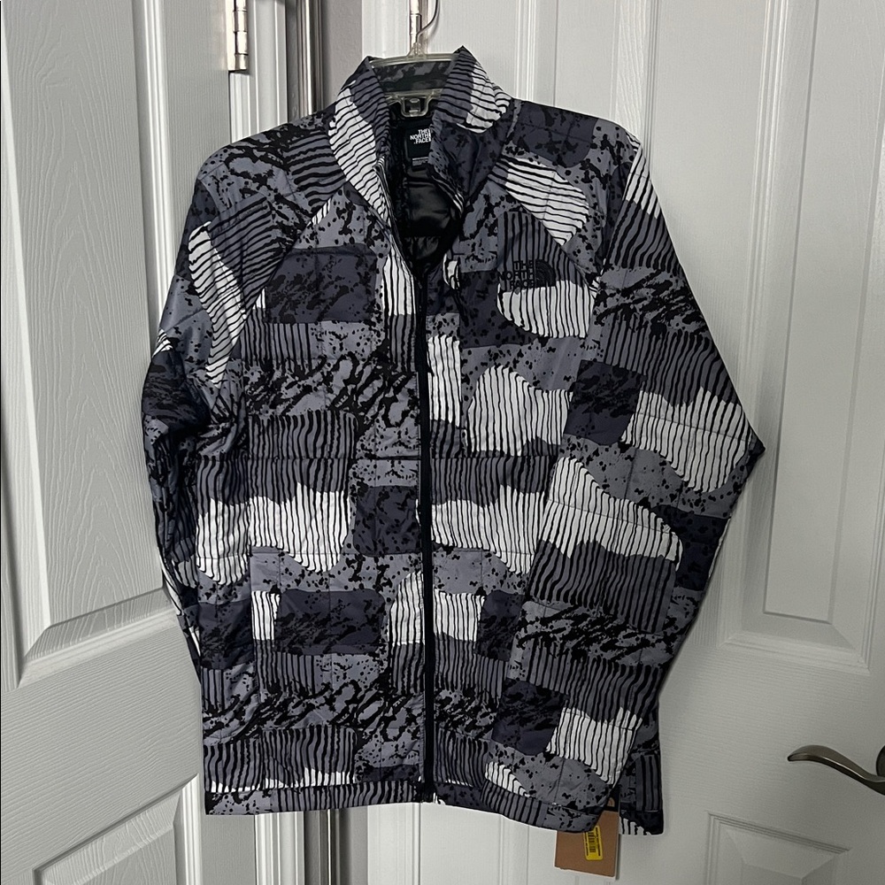 The North Face Men's Abstract Black and Gray Windbreaker/ Raincoat